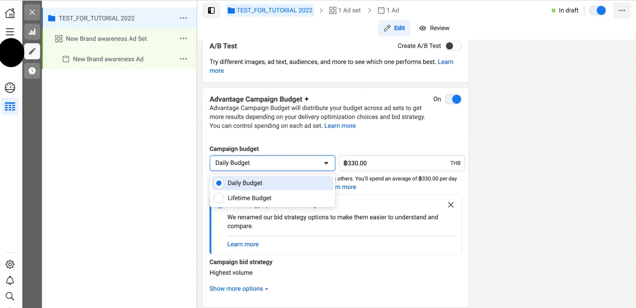  Advantage Campaign Budget