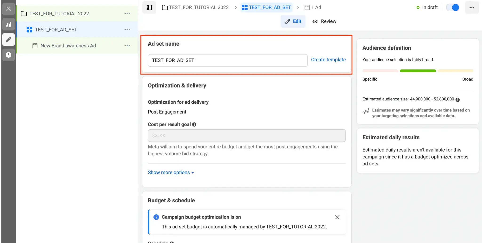 สอนยิงแอด Ad Set Name