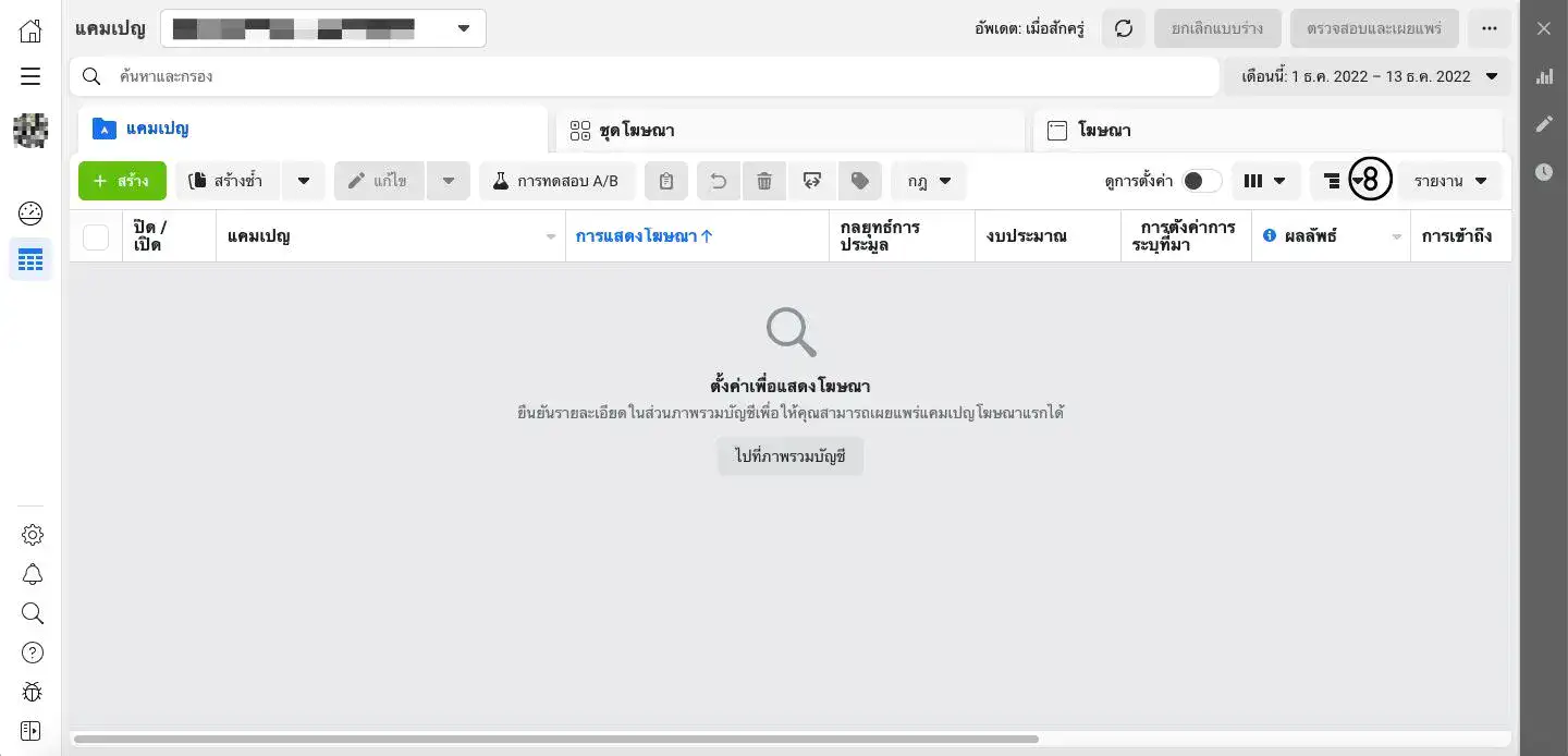 Facebook Ads Manager ข้อมูลย่อย