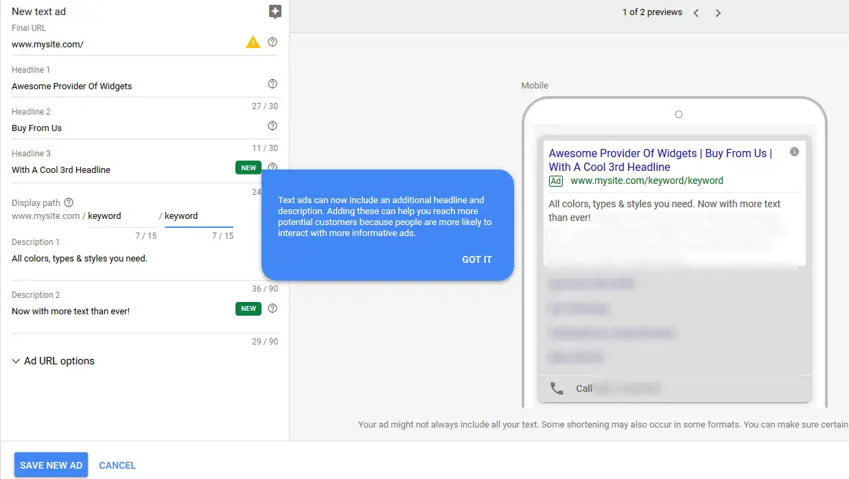 ใส่ keyword ในโฆษณา