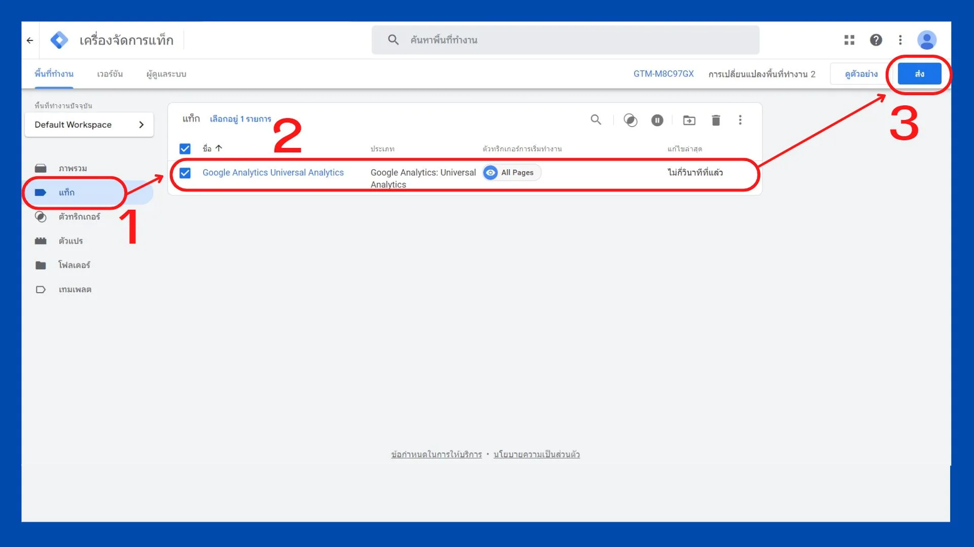 กด Submit ติดตั้ง Tag Google Analytics 